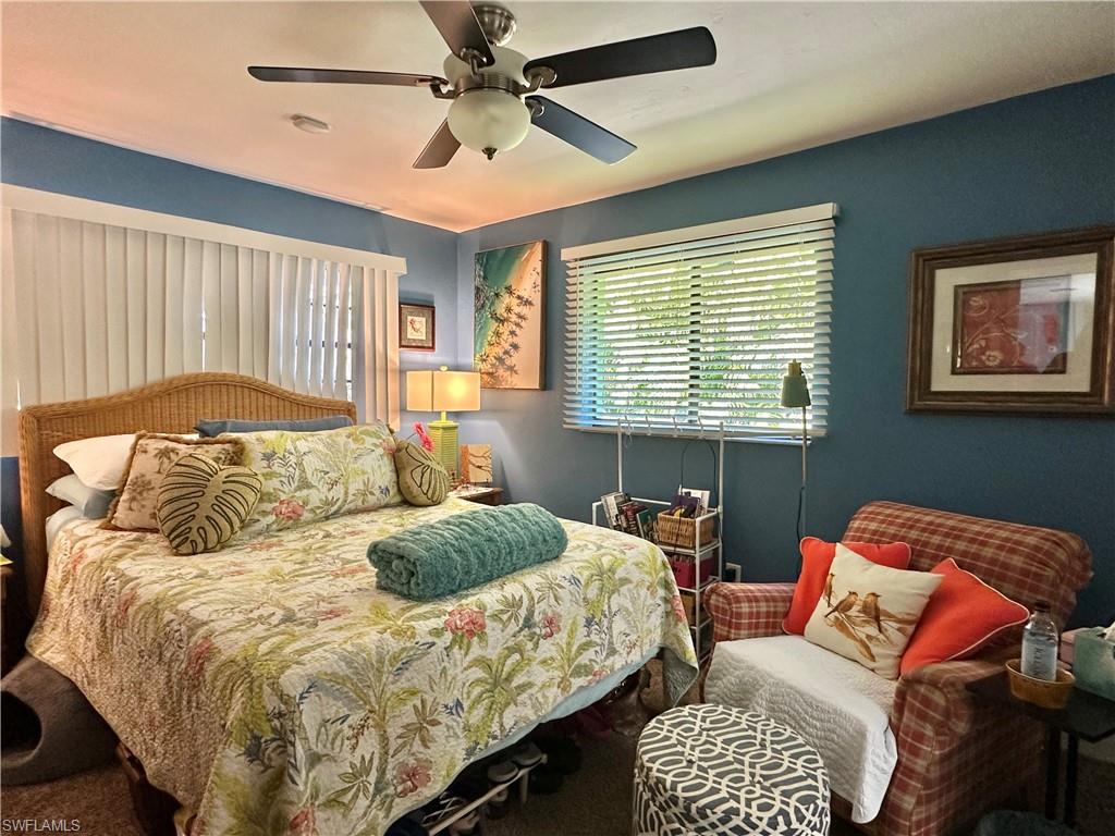 View of the Sunlit Eastside Ensuite with Lighted Ceiling Fan.