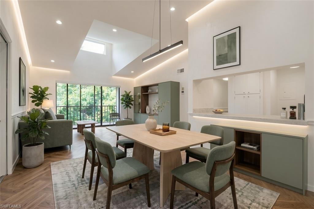 Dining area has been virtually staged with AI.