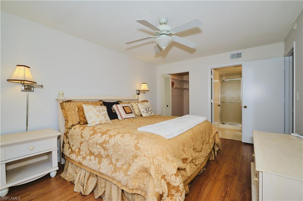 Primary bedroom has been freshly painted and has a large walk-in closet.
