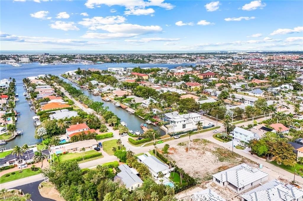 Bird's eye view with a residential view and a water view