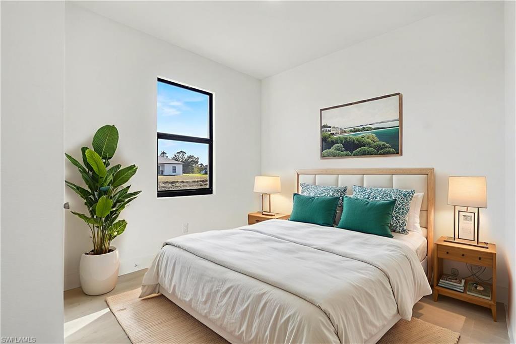 Bedroom with light wood-type flooring