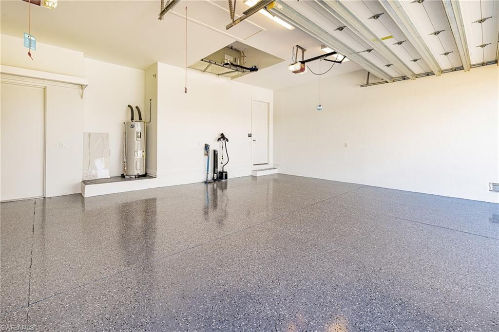 Garage with electric water heater