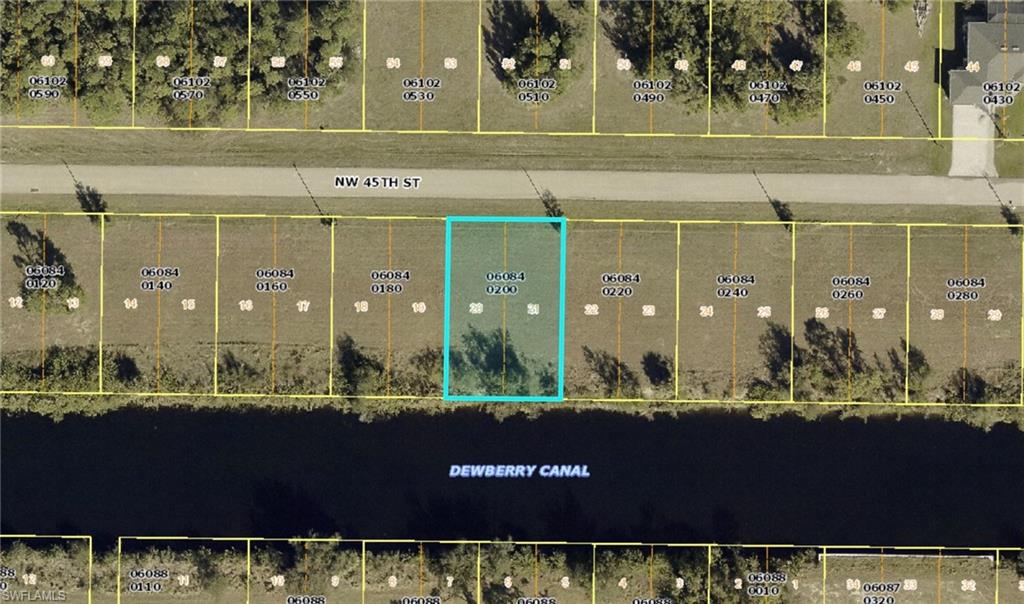Aerial overview of property's location with property boundaries highlighted