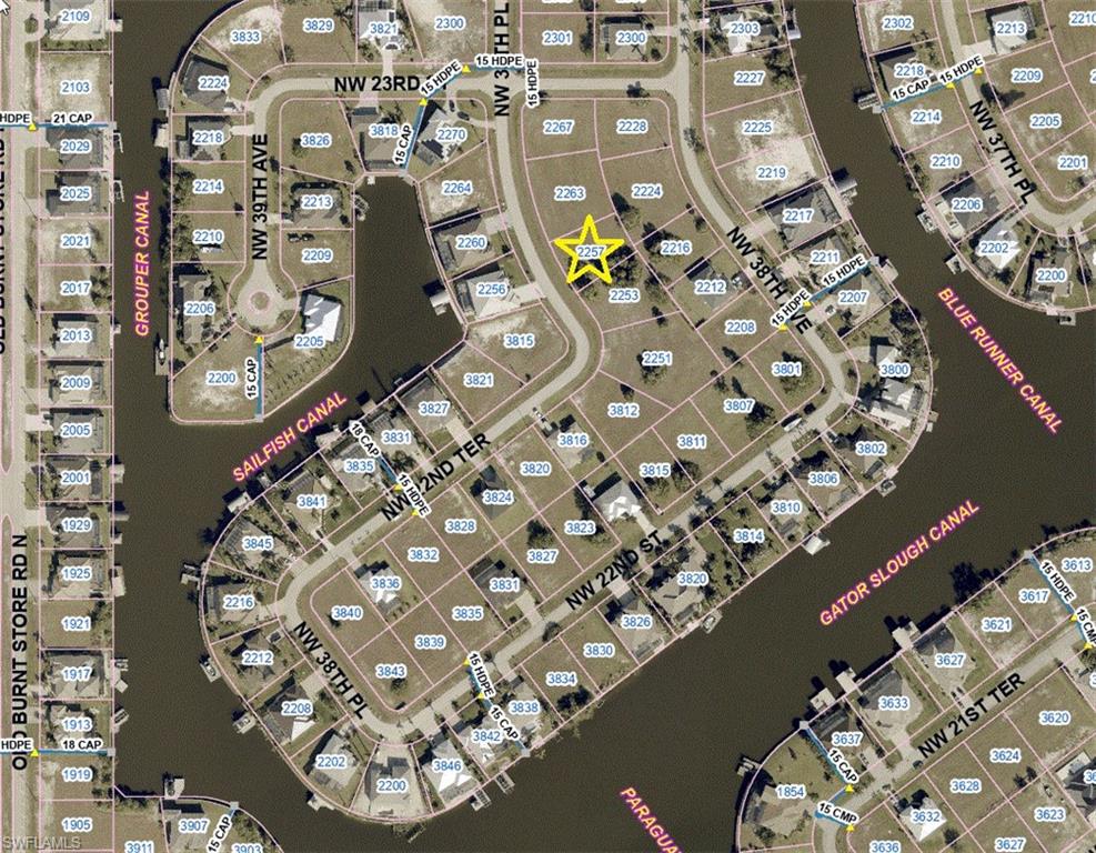Aerial view of property's location & surrounding homes