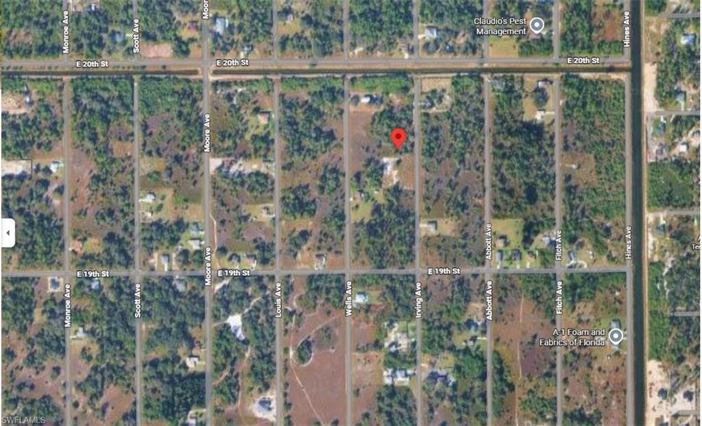 Aerial view of property's location with property parcel outlined