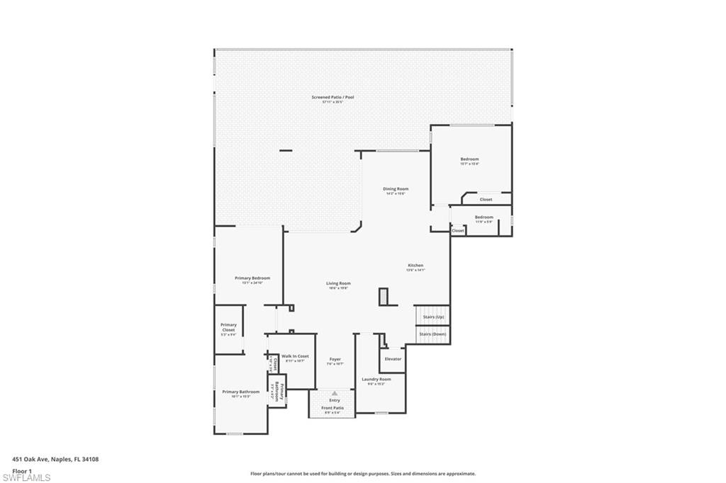 451 Oak property plan with screened area and pool