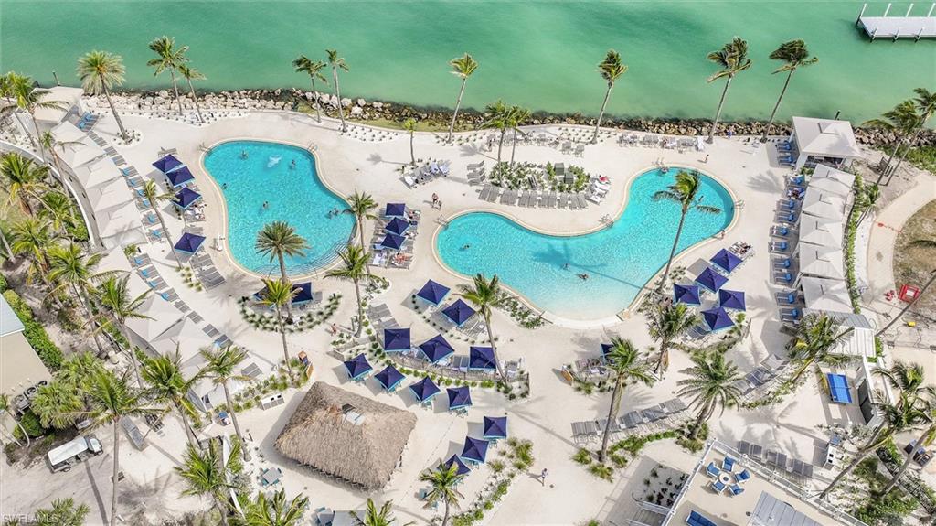 Aerial view of a pool
