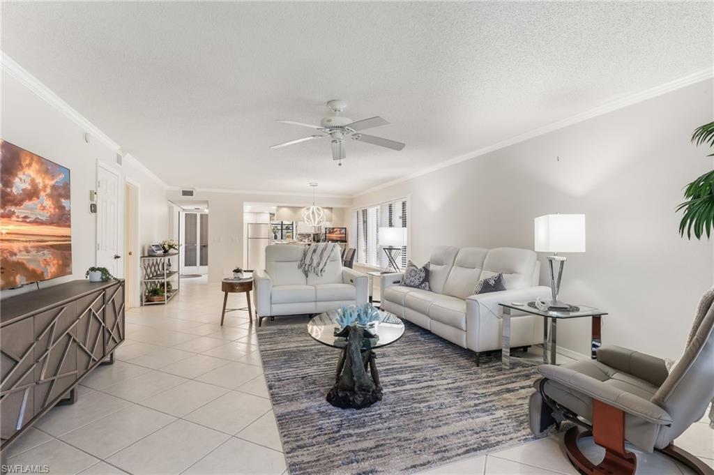 Living area with view to kitchen