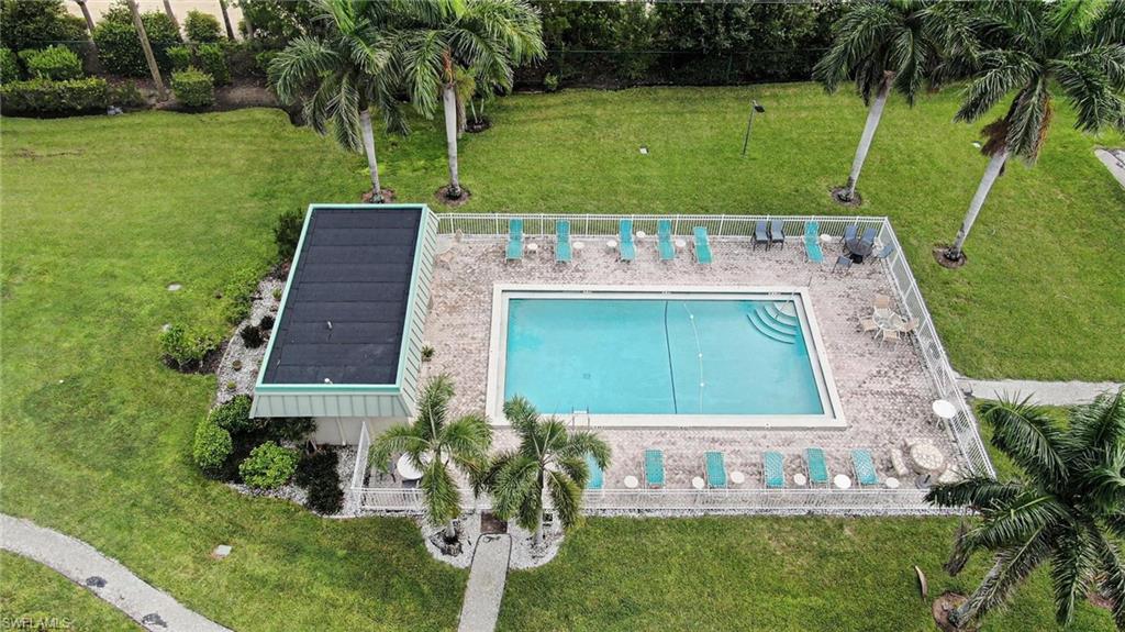 Aerial view of a pool