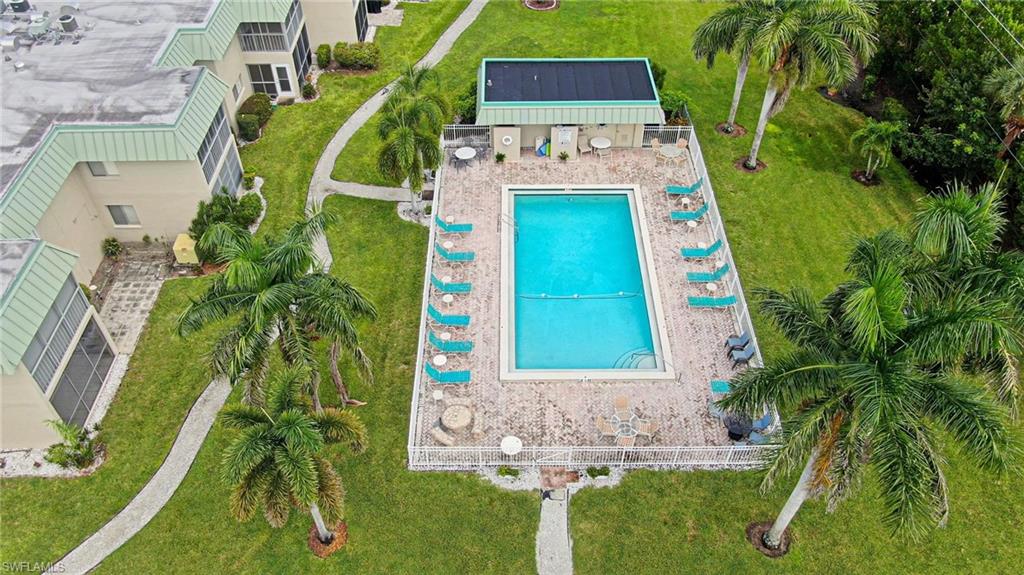Aerial view of a pool area