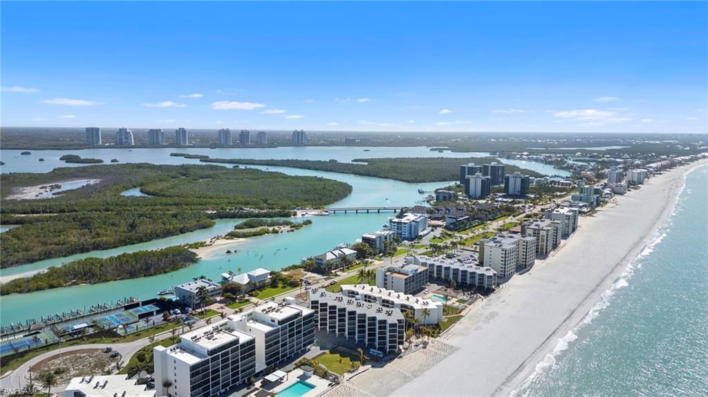 View of urban area with a large body of water