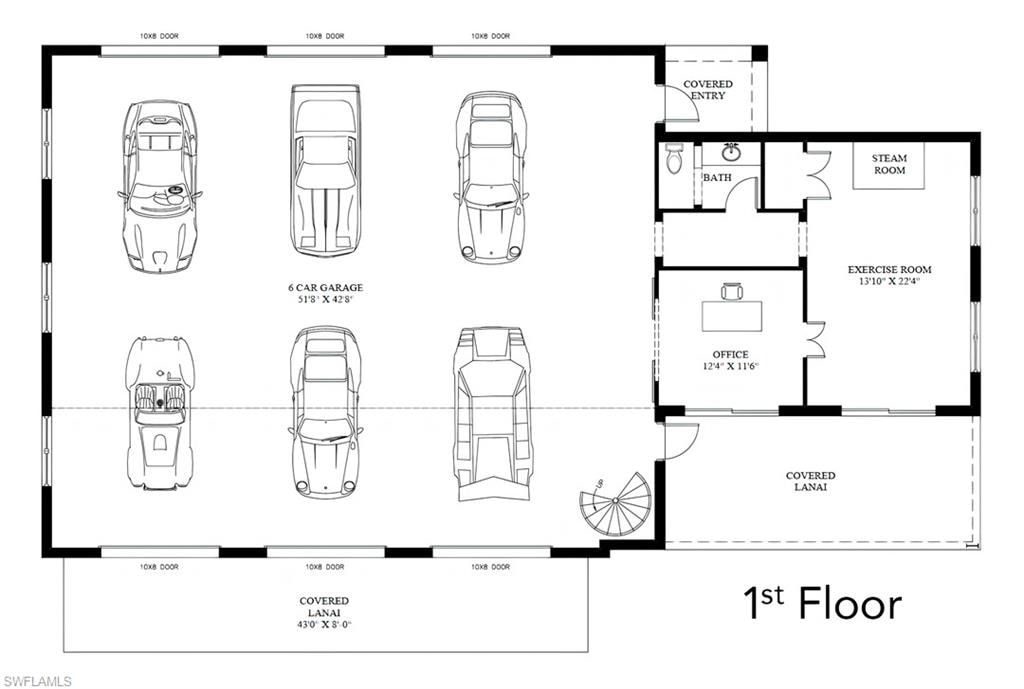 1st Floor / room layout of OPTIONAL 12-Car Collector's Retreat