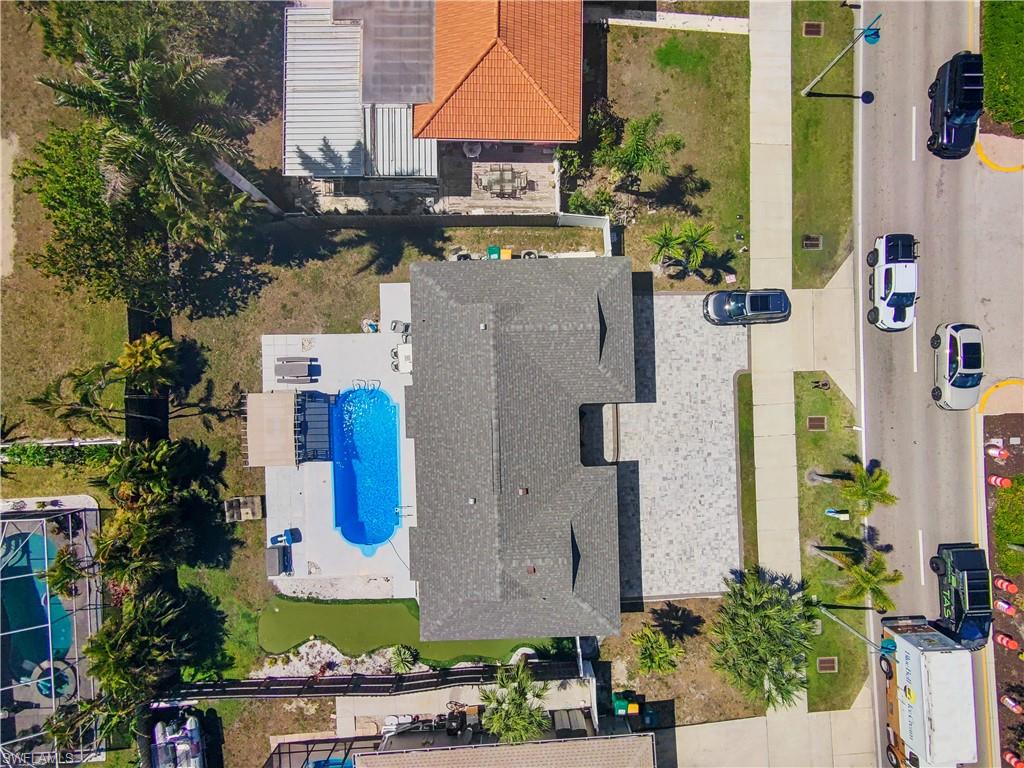 Aerial view of a pool area