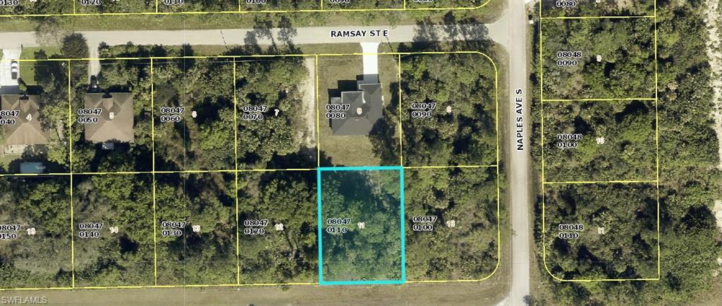 Aerial map of property and surrounding area with property parcel outlined