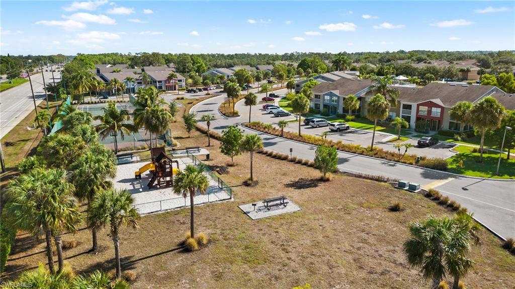 Aerial perspective of suburban area
