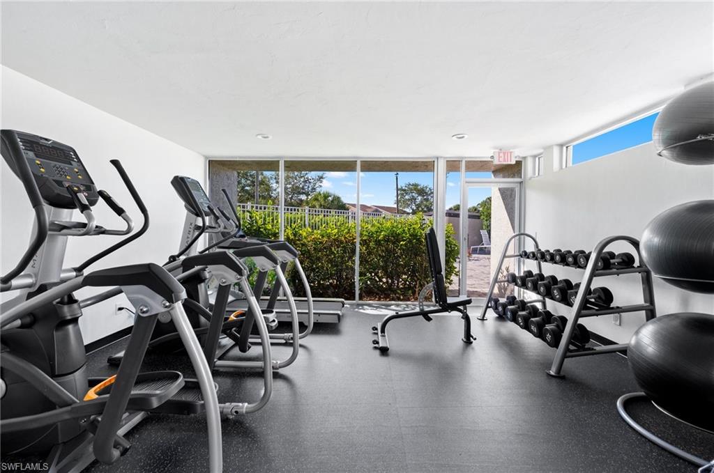 Exercise room with expansive windows