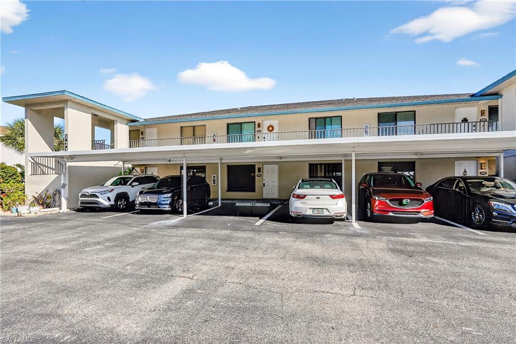 View of covered parking lot
