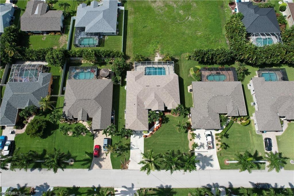 Aerial perspective of suburban area