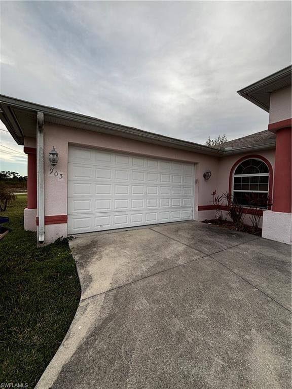 Garage with driveway