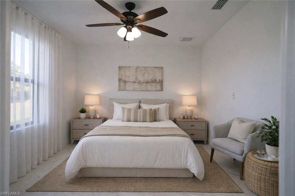 Bedroom with ceiling fan