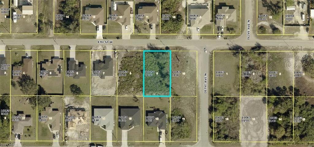Aerial overview of property's location with property parcel outlined