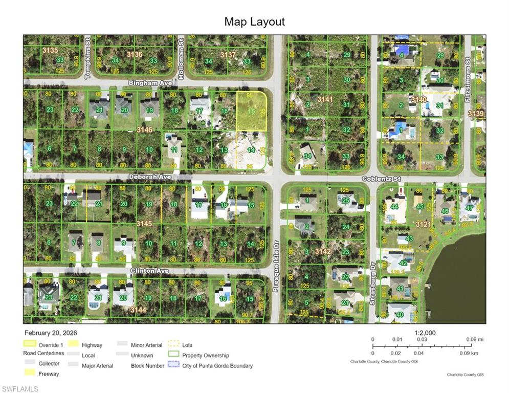 Aerial overview of property's location with property boundaries highlighted