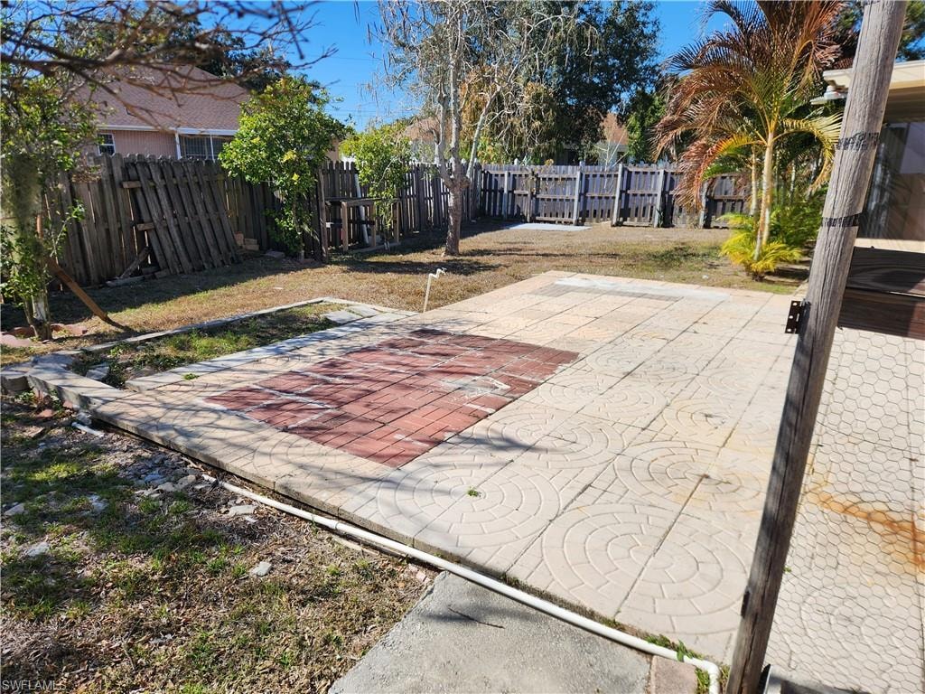 Fenced patio area