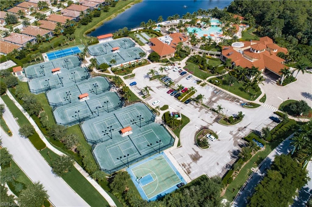 Drone / aerial view of a nearby body of water