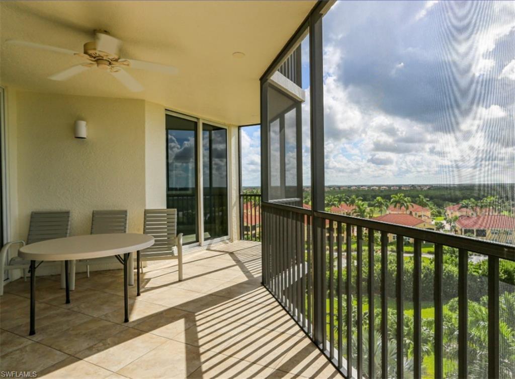 Balcony with a ceiling fan