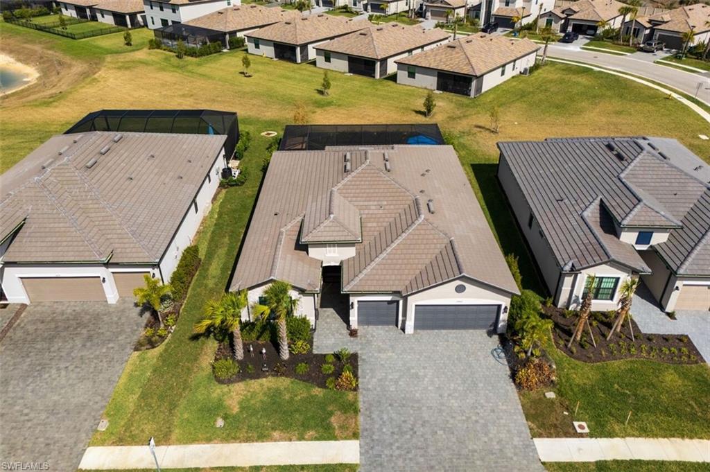 Aerial perspective of suburban area