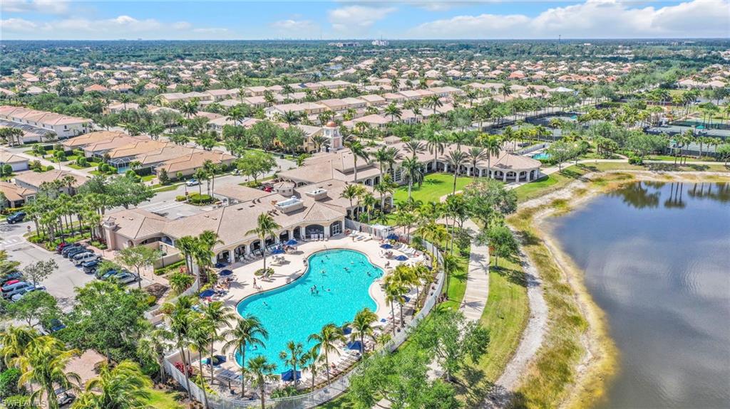 Bird's eye view of pool area