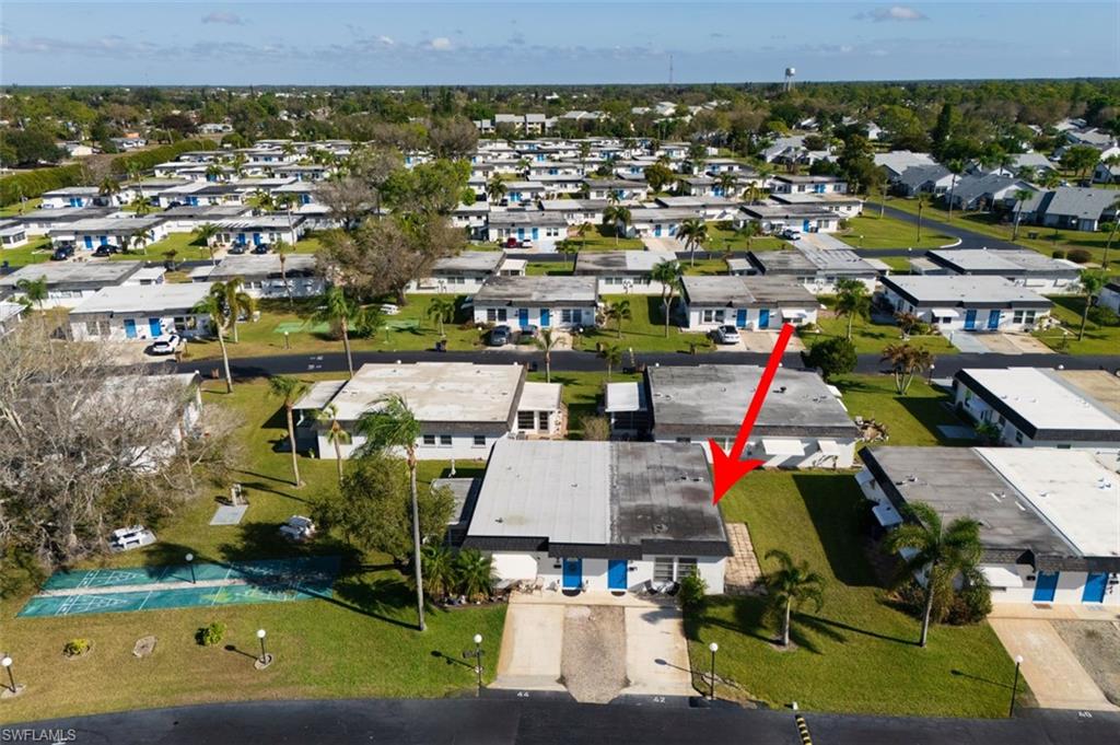 Aerial perspective of suburban area