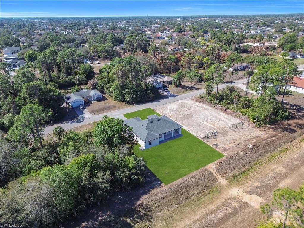 Aerial perspective of suburban area