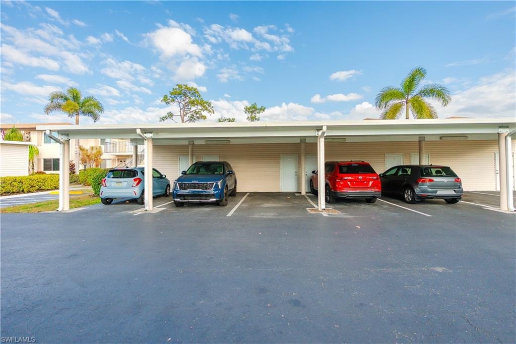 View of covered parking lot