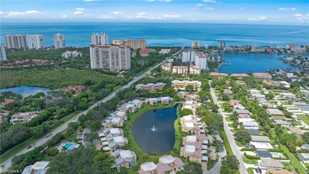 View of urban area with a large body of water