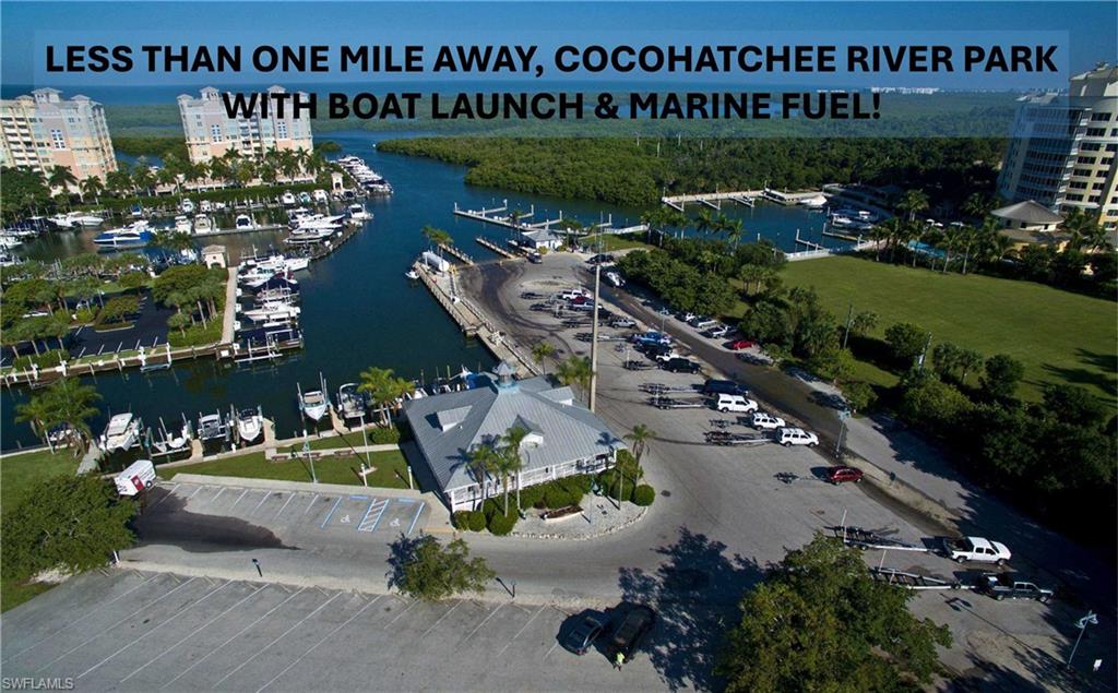 Offers in-community Gulf-access boat docks for lease (subject to availability) OR less than one mile from the Cocohatchee River Park with boat launch & marine fuel!