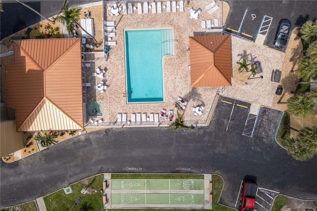 Aerial view of a pool