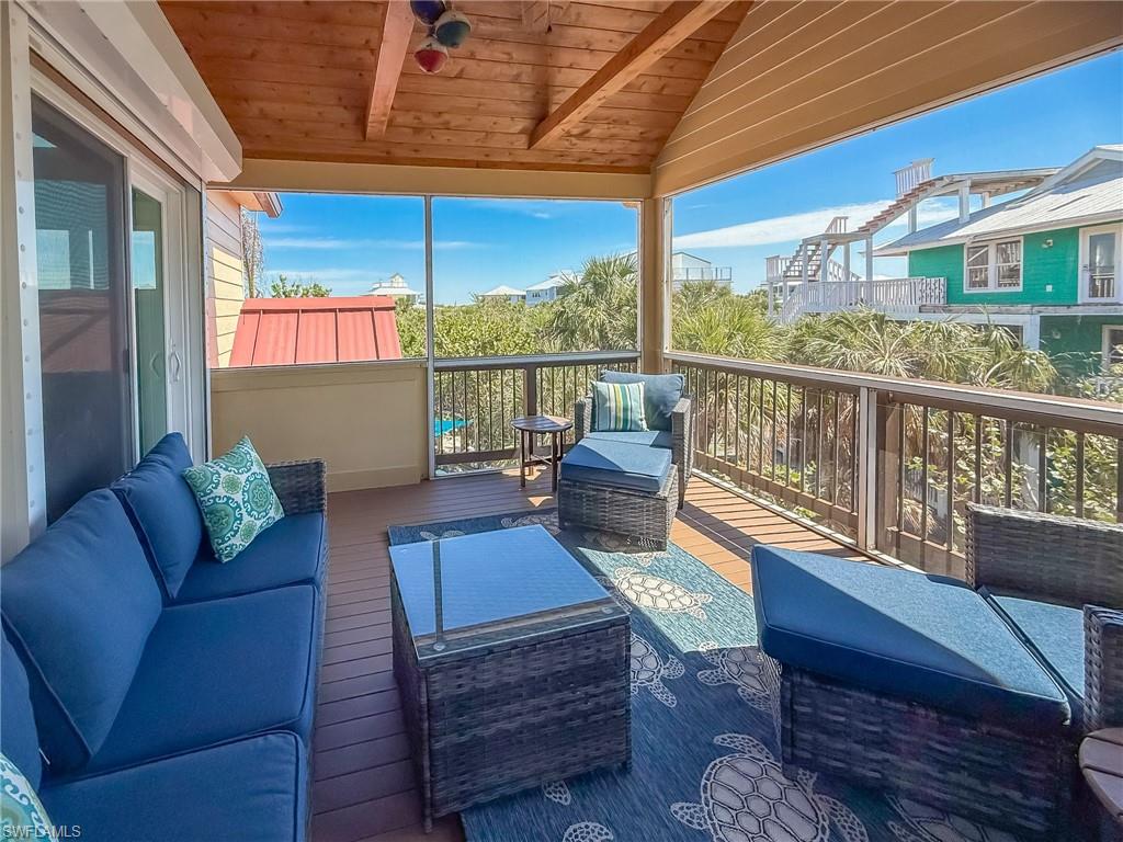 Wooden deck with outdoor dining area