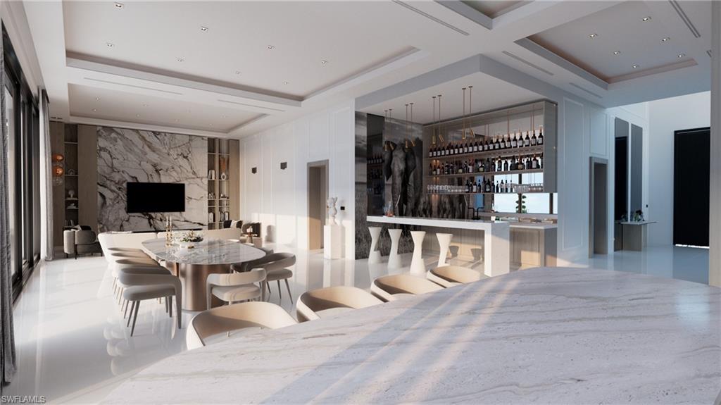 Rendering  Dining area and bar area