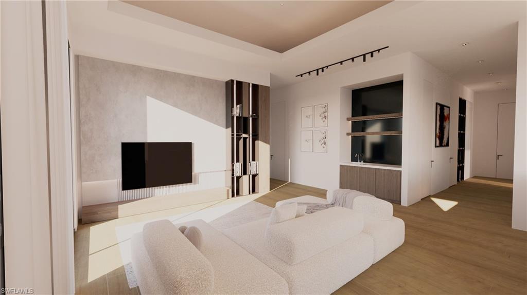 Rendering-Lounge area with built in features