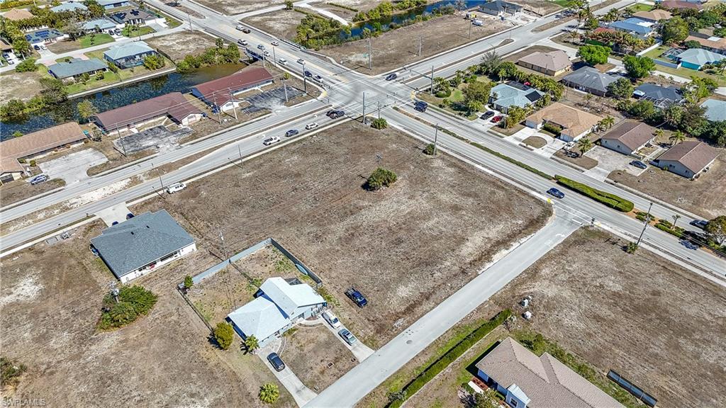 Aerial perspective of suburban area