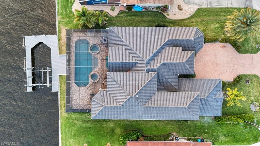 Aerial view of a pool