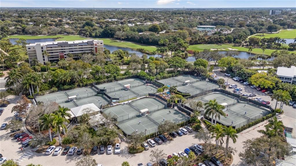 Bird's eye view of the Pelican Bay tennis courts, reservations via Pelican Bay Community Center