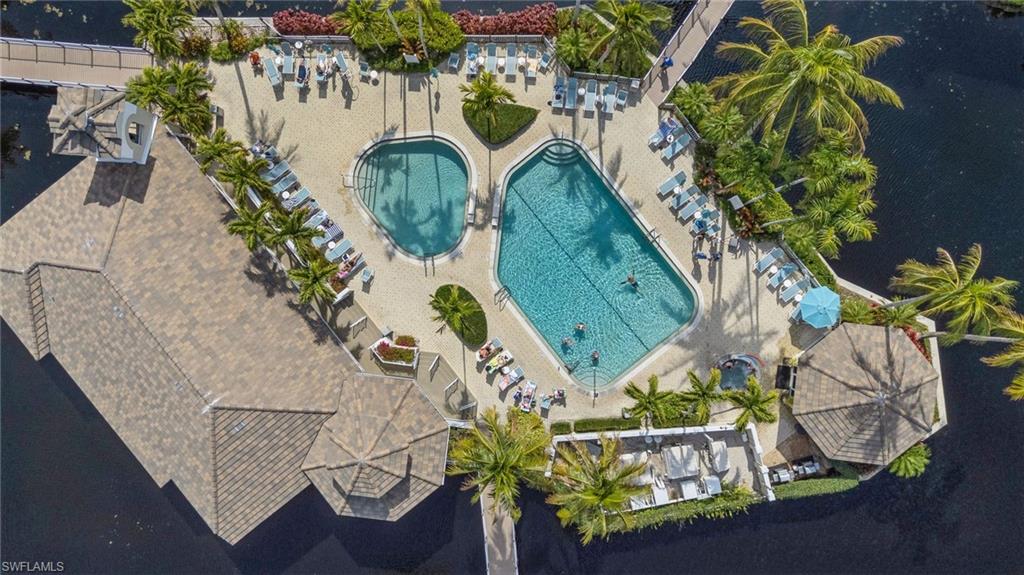 Drone / aerial view of the Pebble Creek Associationb pool area