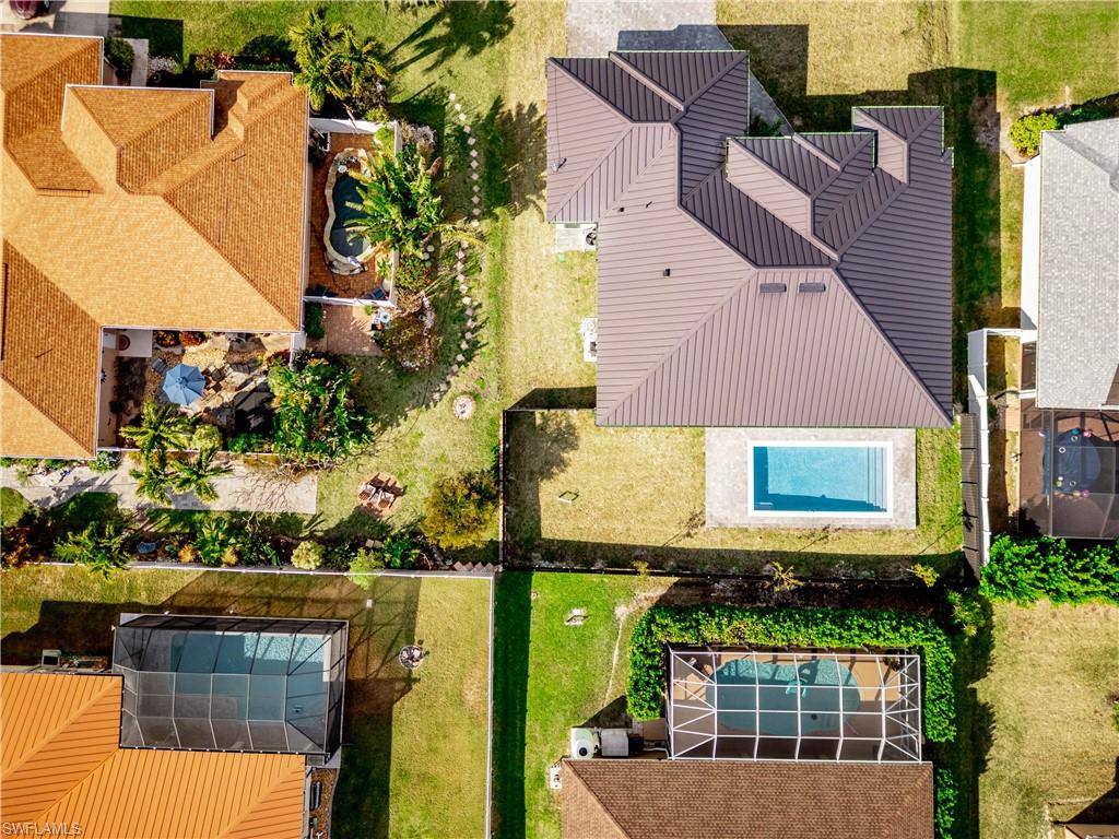 Aerial view of a pool