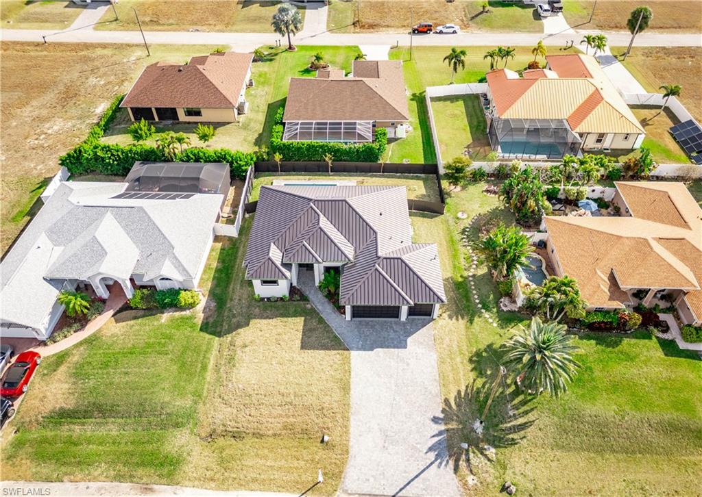 Aerial perspective of suburban area