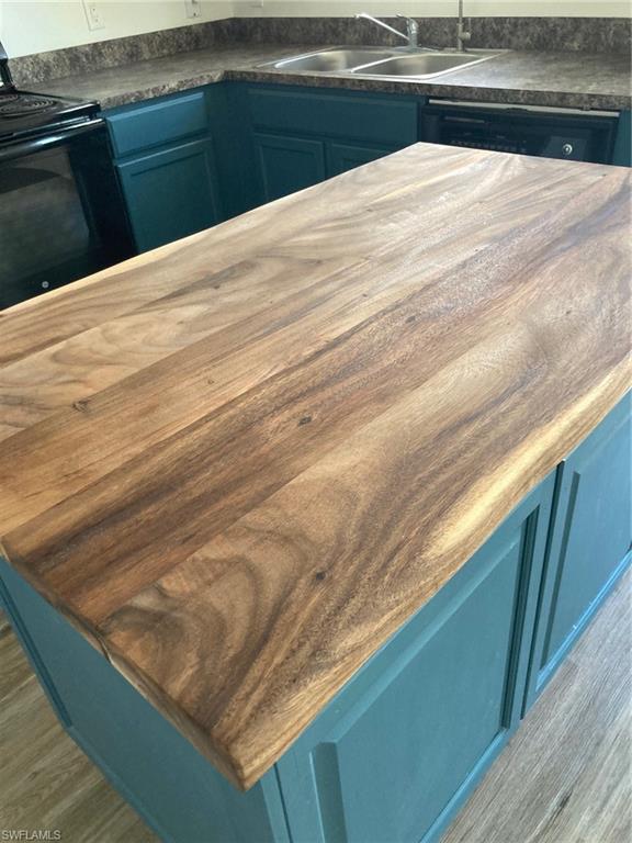 Island with live edge wood top