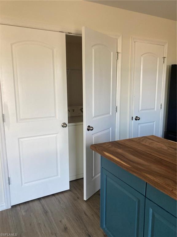 Laundry area behind double doors.