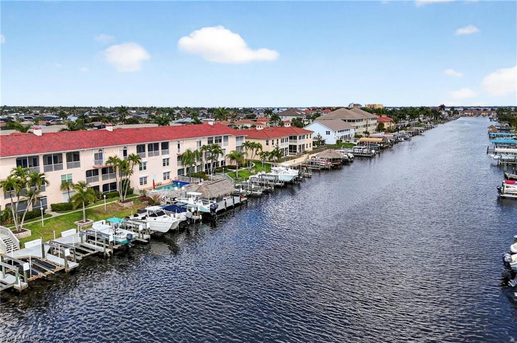 Aerial view of wide canal
