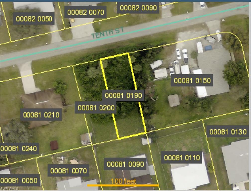 Aerial overview of property's location with property boundaries highlighted